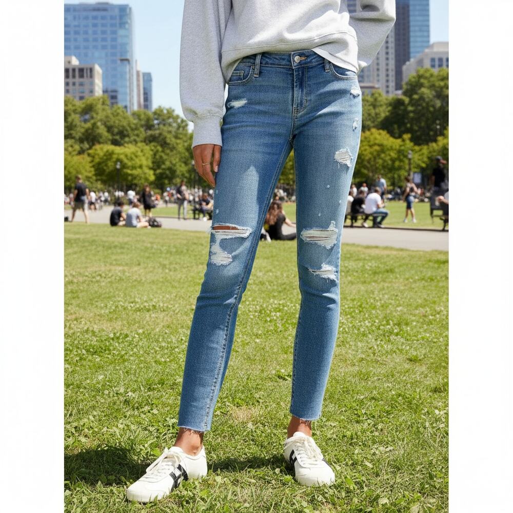 OLD NAVY Mid-Rise Rockstar Super-Skinny Ankle Jeans Blue Medium Wash Womens 8